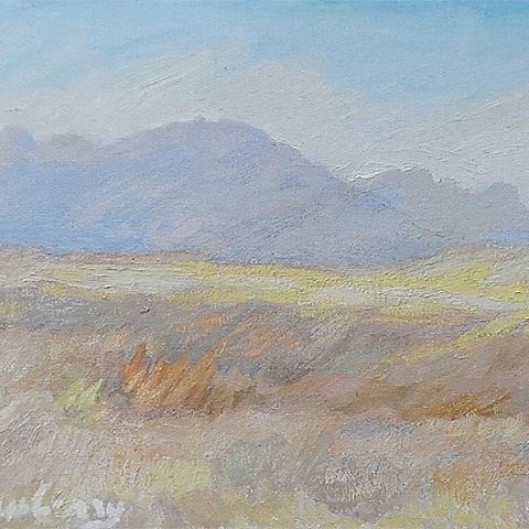 Newberry, Route 66 Yellow Fields, 2017, oil and pastel on panel, 9x12"