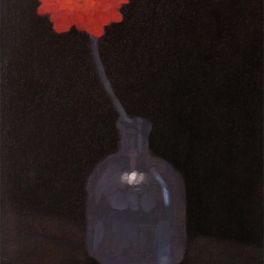 Newberry, Red Red Gerbera, 2016, oil on canvas, 12x9"