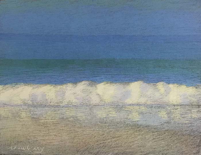 Newberry, Apollo Beach, Blue, Yellow, and Pink, 2020, pastel, 18x24 inches.