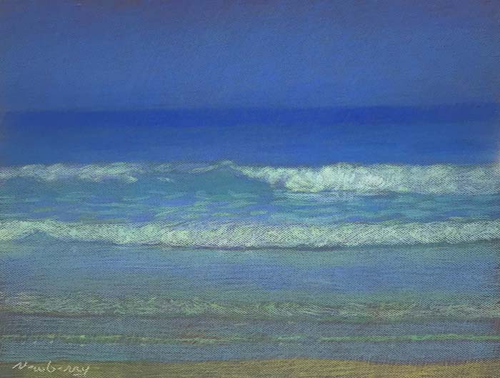 Newberry, San Onofre Blue, Blue, and Green, 2020, pastel, 18x24 inches