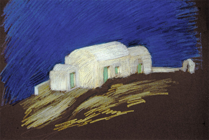 Newberry, House/Church on Santorini, 1988, pastel